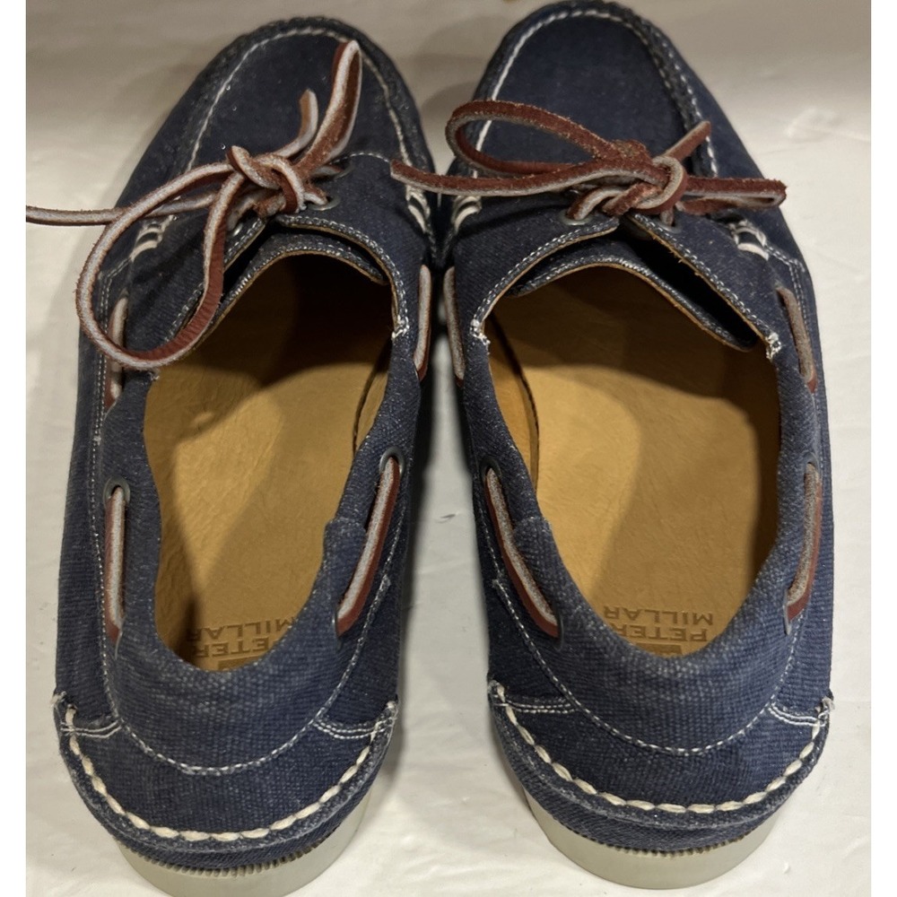 Peter Millar Seaside Washed Canvas Boat Shoes Mens Denim Blue MS17F01 Size 12 - Picture 7 of 10